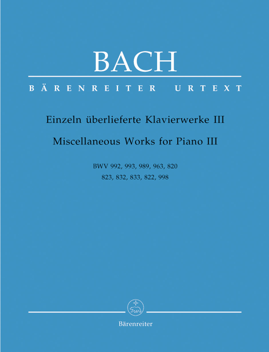 Cover: 9790006506002 | Miscellaneous Works for Piano - Volume III | Bärenreiter Verlag