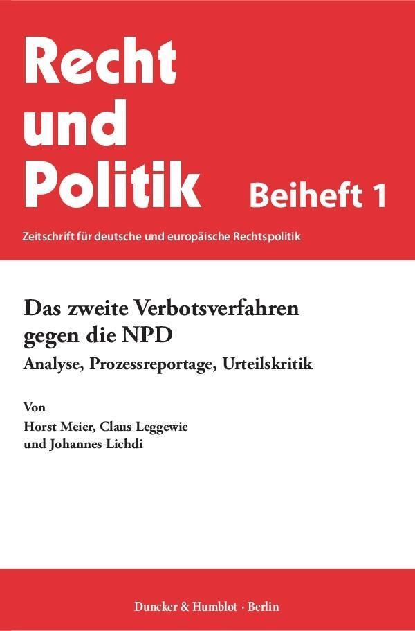 Cover: 9783428153039 | Das zweite Verbotsverfahren gegen die NPD. | Meier | Taschenbuch