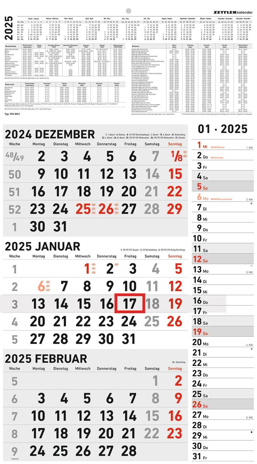 Cover: 4006928026128 | 3-Monatskalender Kombi 2025 - Büro-Kalender 33x45 cm (geöffnet) mit...