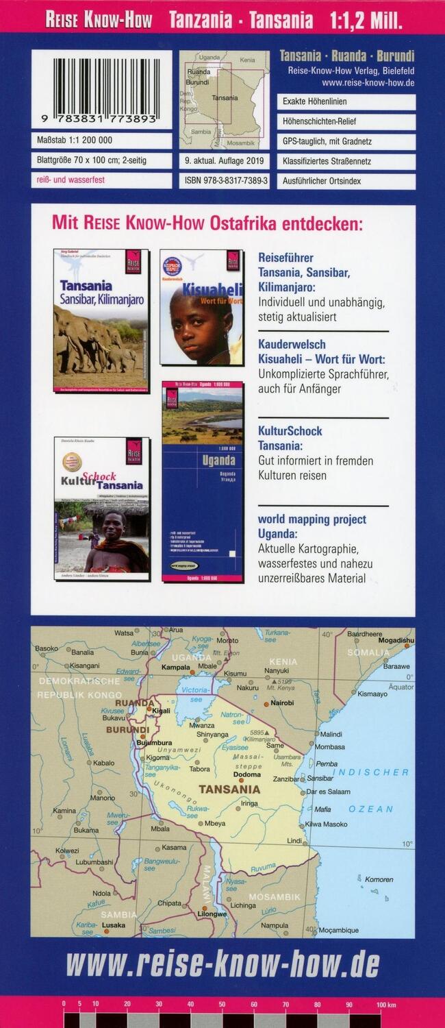 Bild: 9783831773893 | Reise Know-How Landkarte Tansania, Ruanda, Burundi (1:1.200.000)