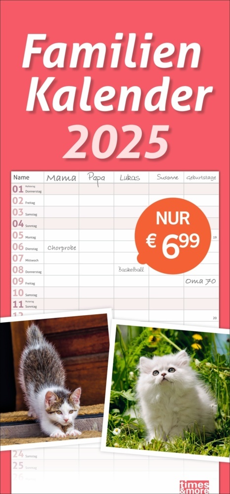 Cover: 9783756406746 | Katzen Familienplaner 2025 | Kalender | Spiralbindung | 13 S. | 2025