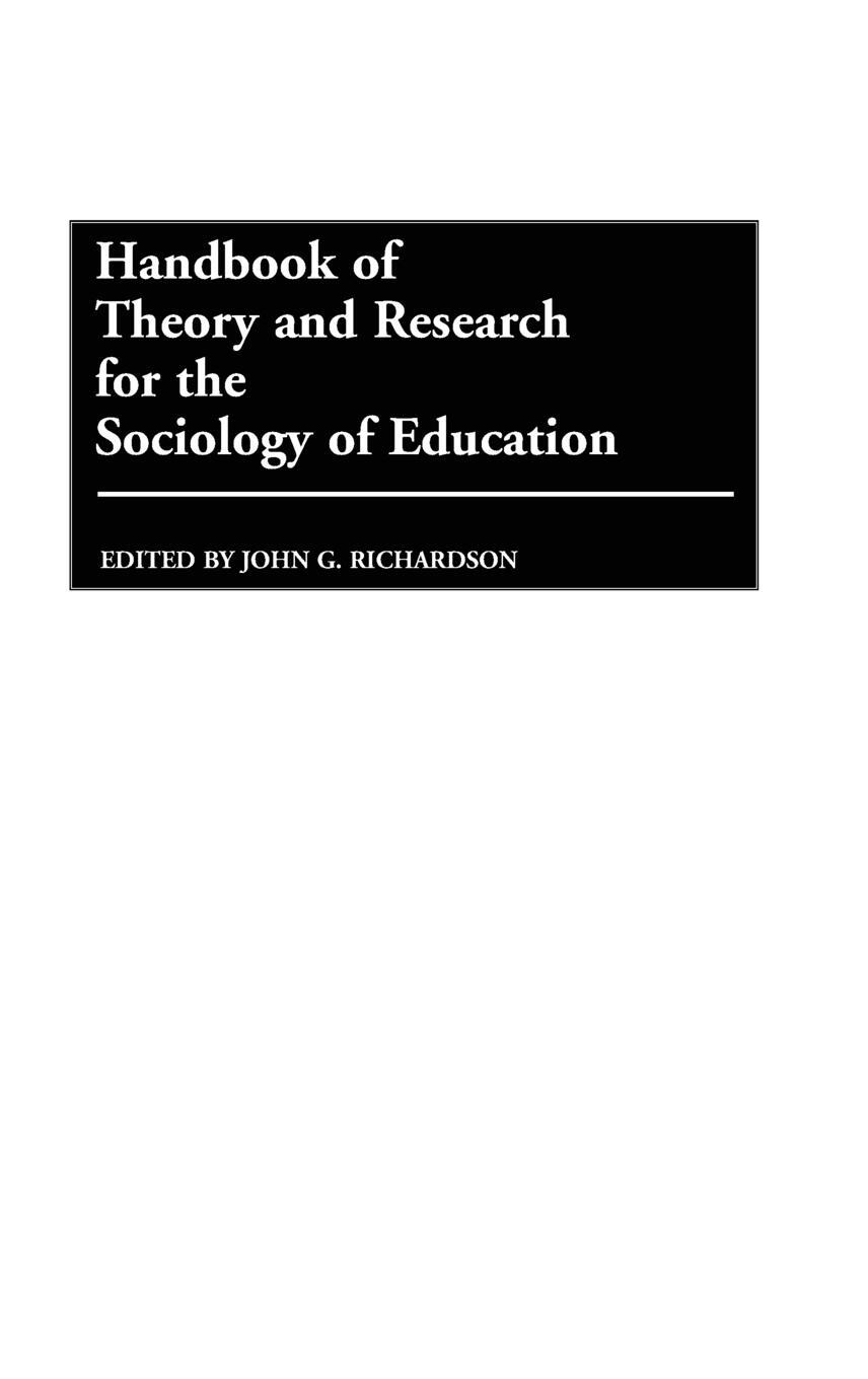 Cover: 9780313235290 | Handbook of Theory and Research for the Sociology of Education | Buch