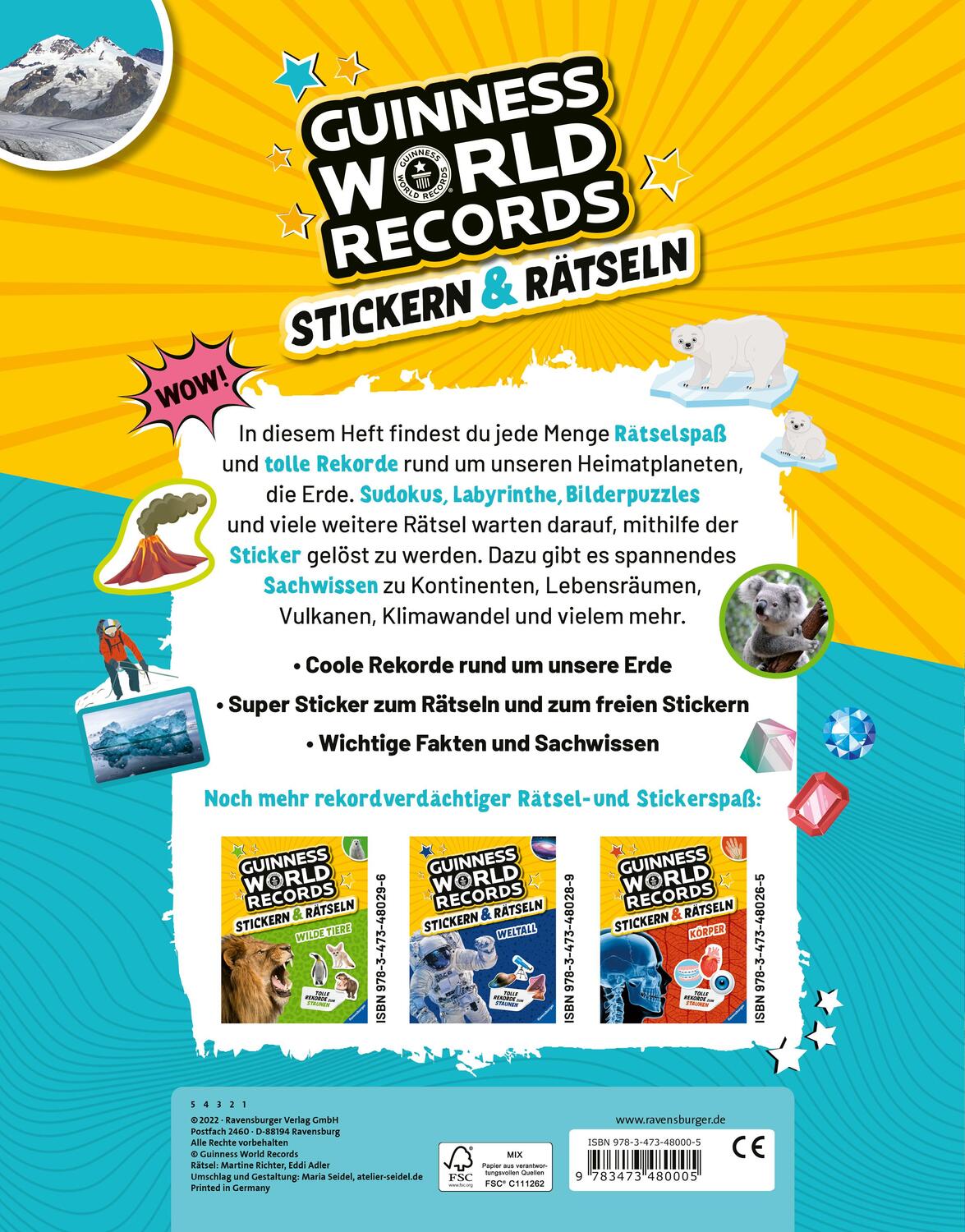 Rückseite: 9783473480005 | Guinness World Records Stickern und Rätseln: Planet Erde | Taschenbuch