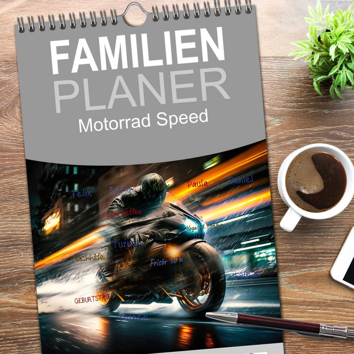 Bild: 9783457093481 | Familienplaner 2025 - Motorrad Speed mit 5 Spalten (Wandkalender,...