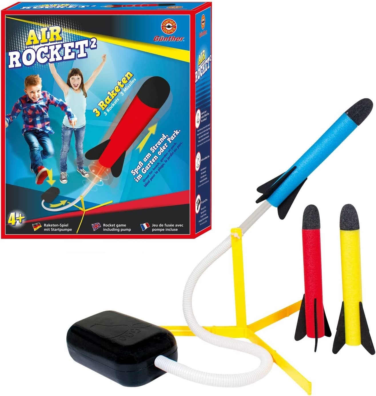 Cover: 4001664915569 | Paul Günther 1556 - Air Rocket 2 Raketenspiel, Fußpumpe und 3 Raketen