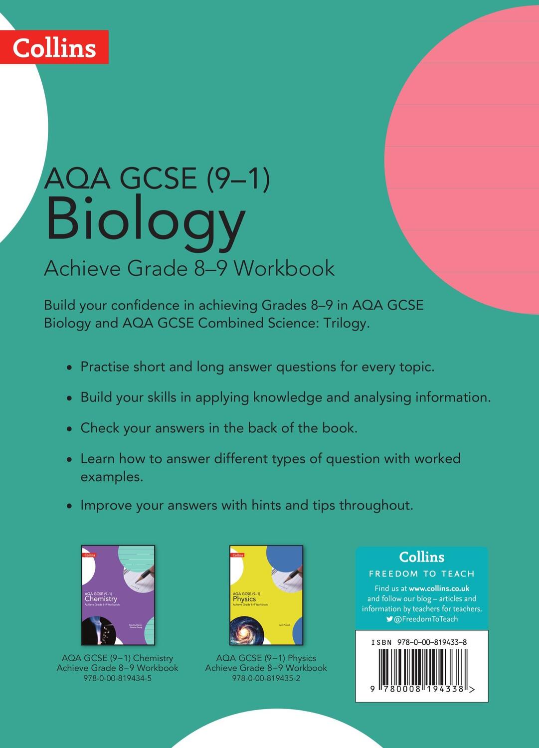 Rückseite: 9780008194338 | Aqa GCSE Biology 9-1 Grade 8/9 Booster Workbook | Collins Uk | Buch