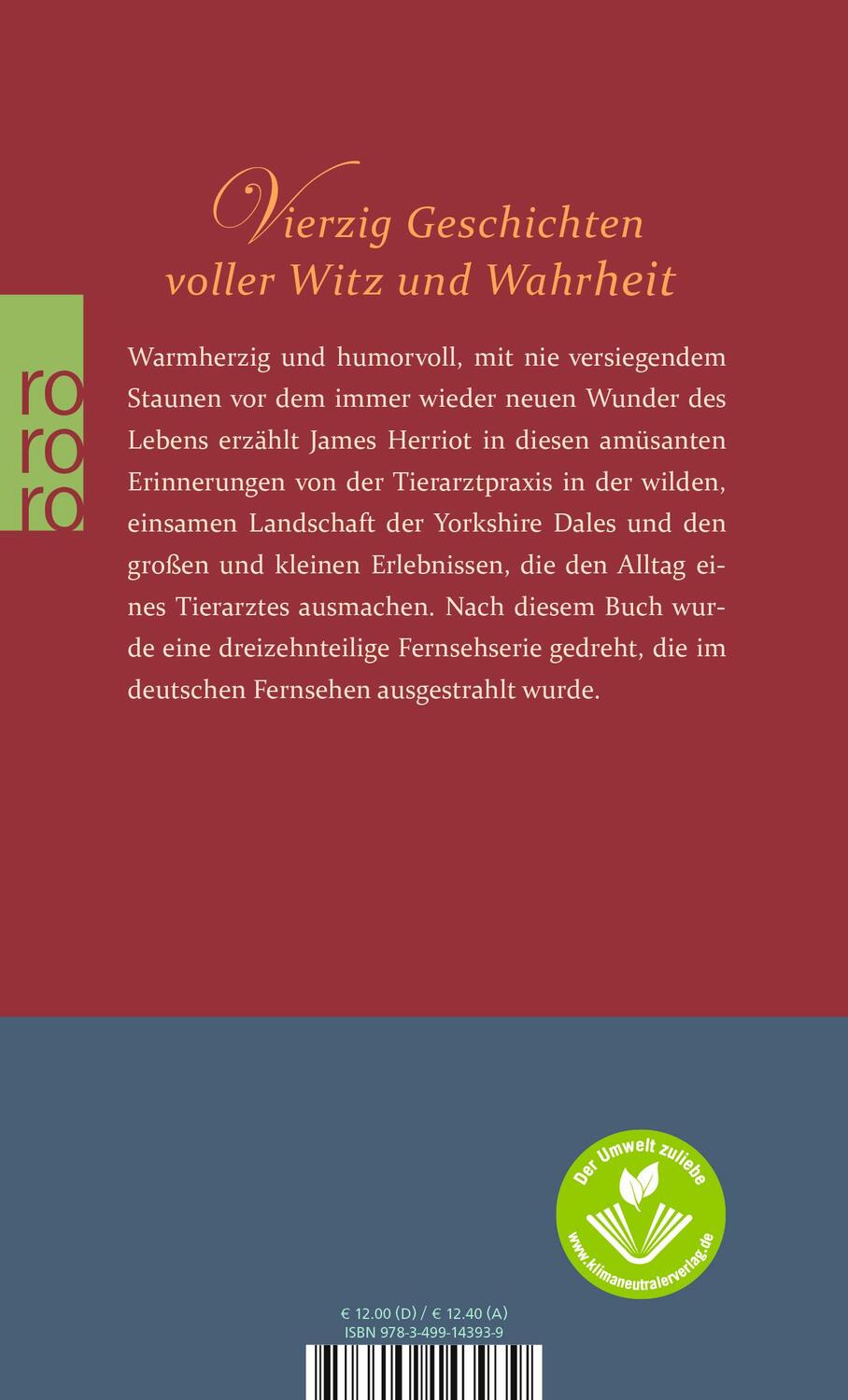 Rückseite: 9783499143939 | Der Doktor und das liebe Vieh | James Herriot | Taschenbuch | Deutsch