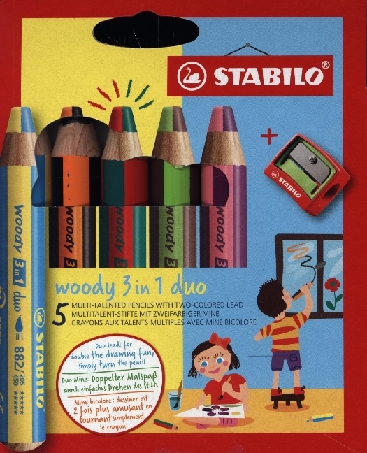 Cover: 4006381573443 | STABILO woody 3 in 1 duo 5er Etui mit Spitzer | In Karton | 882/05-2