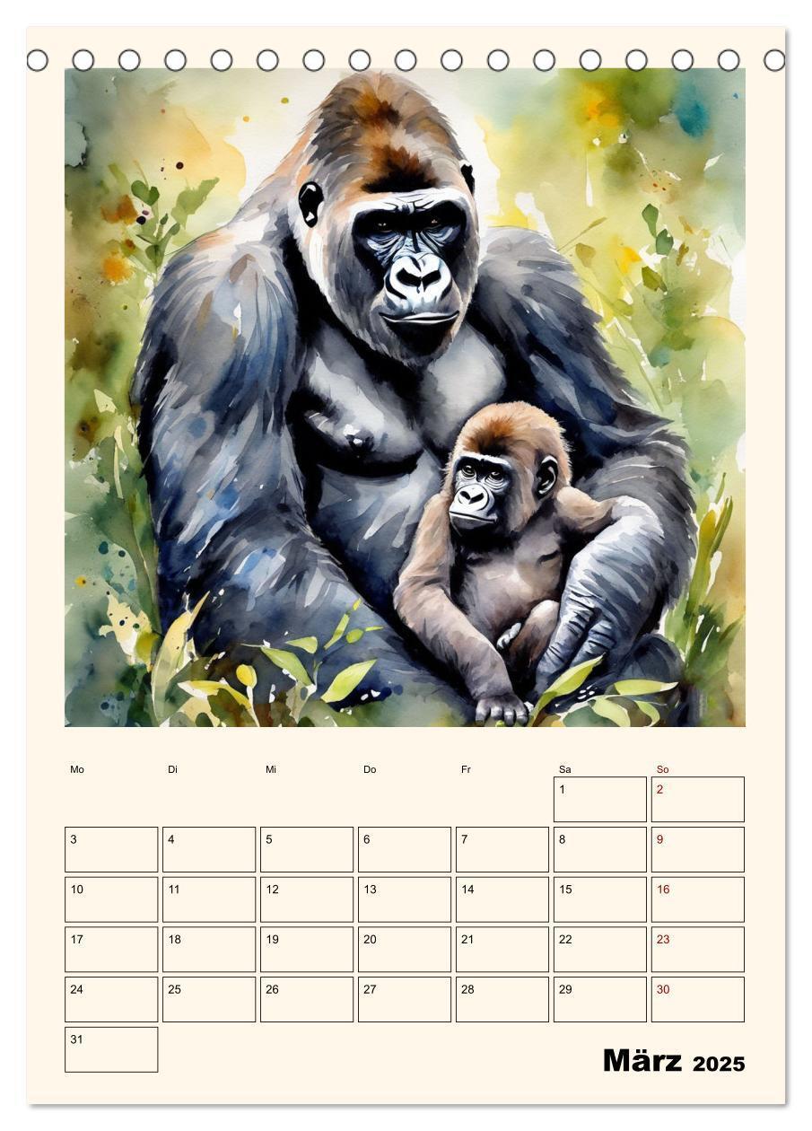 Bild: 9783383820274 | Schimpansen &amp; Gorillas (Tischkalender 2025 DIN A5 hoch), CALVENDO...