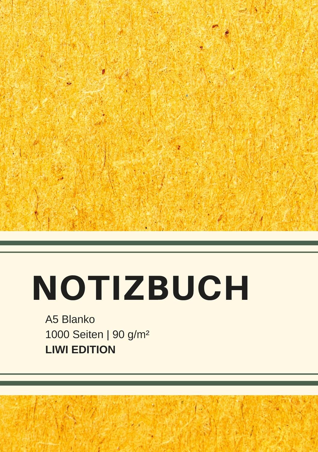 Cover: 9783965425200 | Dickes Notizbuch 1000 Seiten - A5 blanko - Hardcover gelb mit...