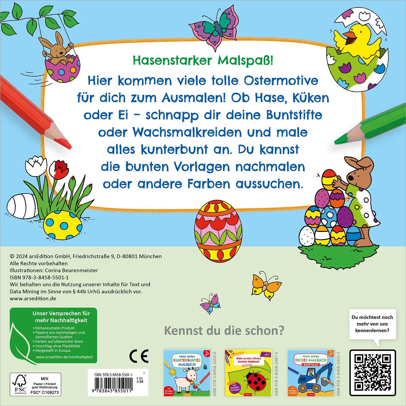 Rückseite: 9783845855011 | Mein erstes dickes Malbuch ab 2 - Ostern | Mit farbigen Vorlagen