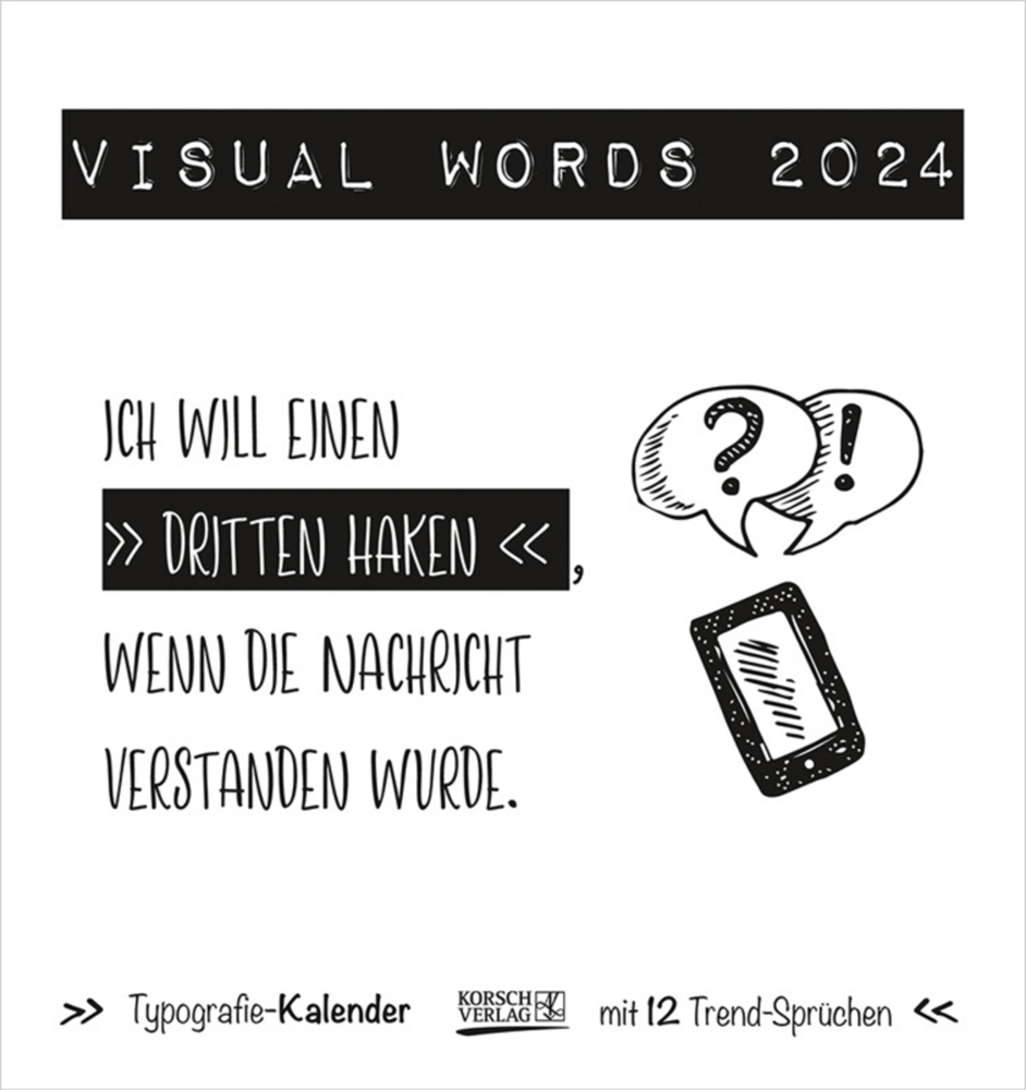 Cover: 9783731869641 | Visual Words Black 2024 | Korsch Verlag | Kalender | Spiralbindung