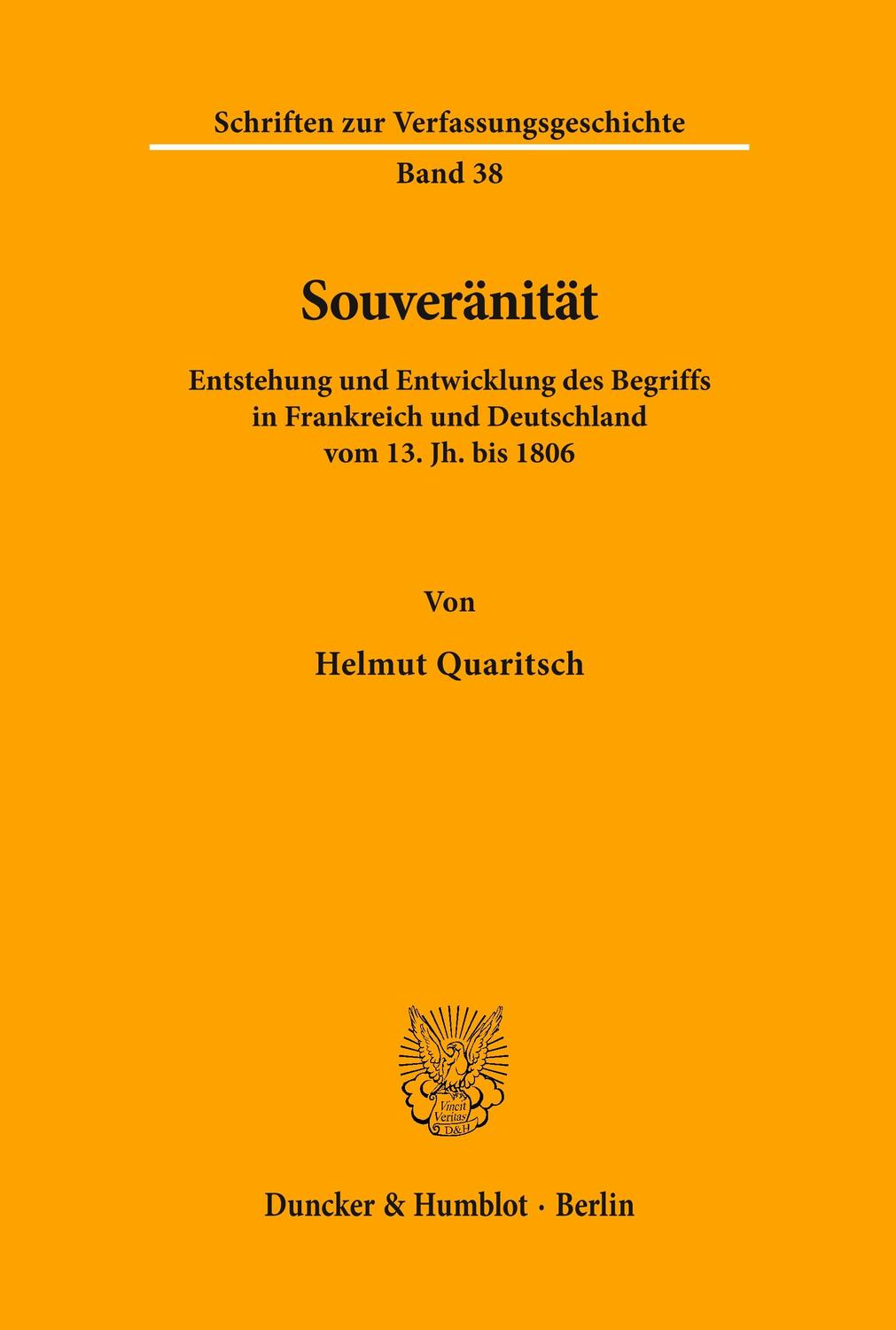 Cover: 9783428061181 | Souveränität. | Helmut Quaritsch | Taschenbuch | Duncker & Humblot