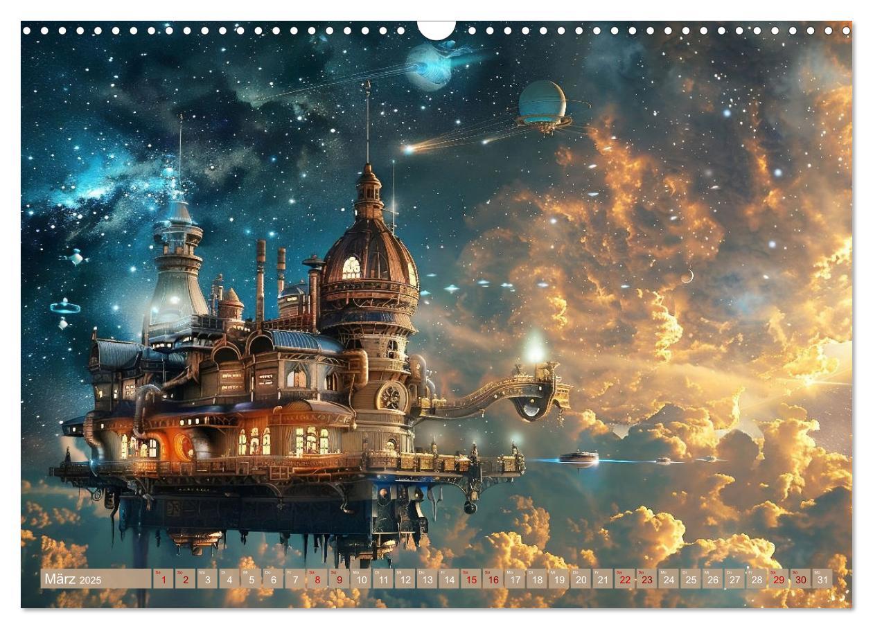 Bild: 9783435652204 | Steampunk im Weltall (Wandkalender 2025 DIN A3 quer), CALVENDO...