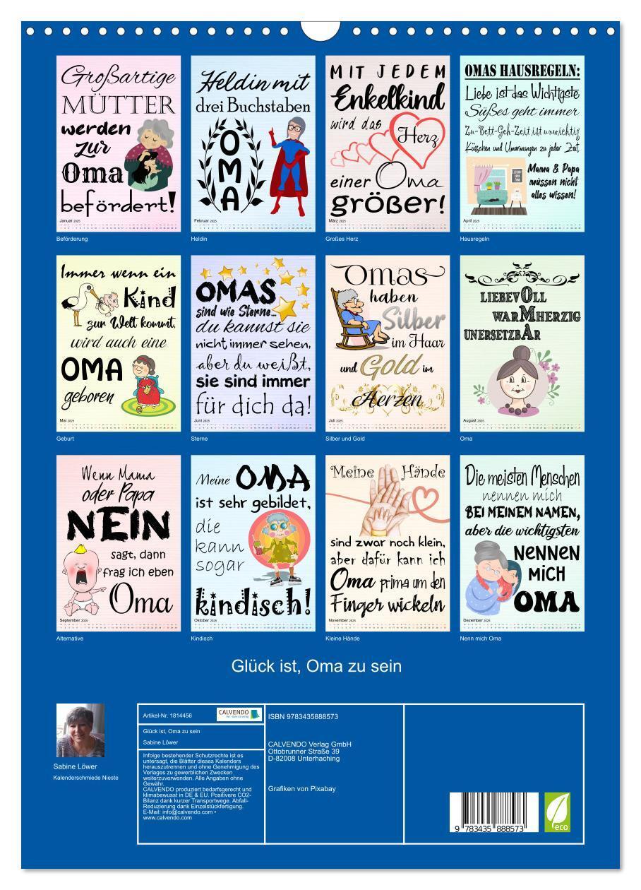 Bild: 9783435888573 | Glück ist, Oma zu sein (Wandkalender 2025 DIN A3 hoch), CALVENDO...