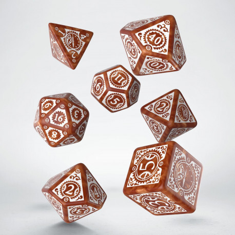 Cover: 5907699492909 | Steampunk Clockwork Caramel &amp; White Dice Set | Steampunk-Dice