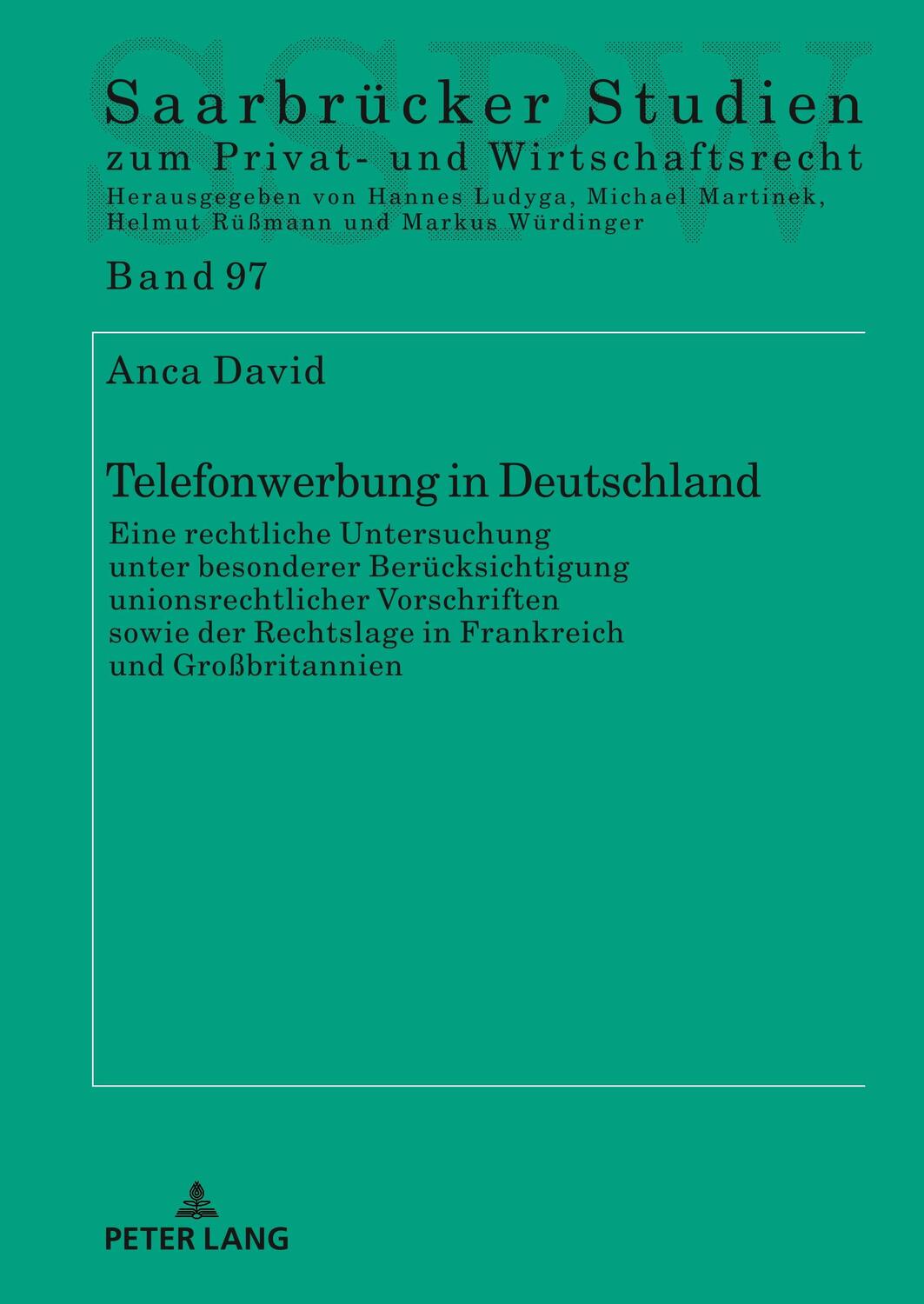 Cover: 9783631774359 | Telefonwerbung in Deutschland | Anca David | Buch | Deutsch | 2018