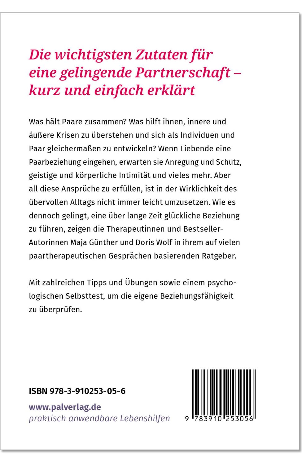 Rückseite: 9783910253056 | Das Geheimnis erfüllter Beziehungen | Maja Günther (u. a.) | Buch