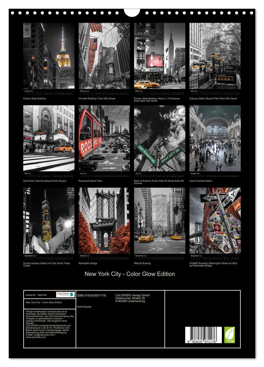 Bild: 9783435971176 | New York City - Color Glow Edition (Wandkalender 2025 DIN A3 hoch),...