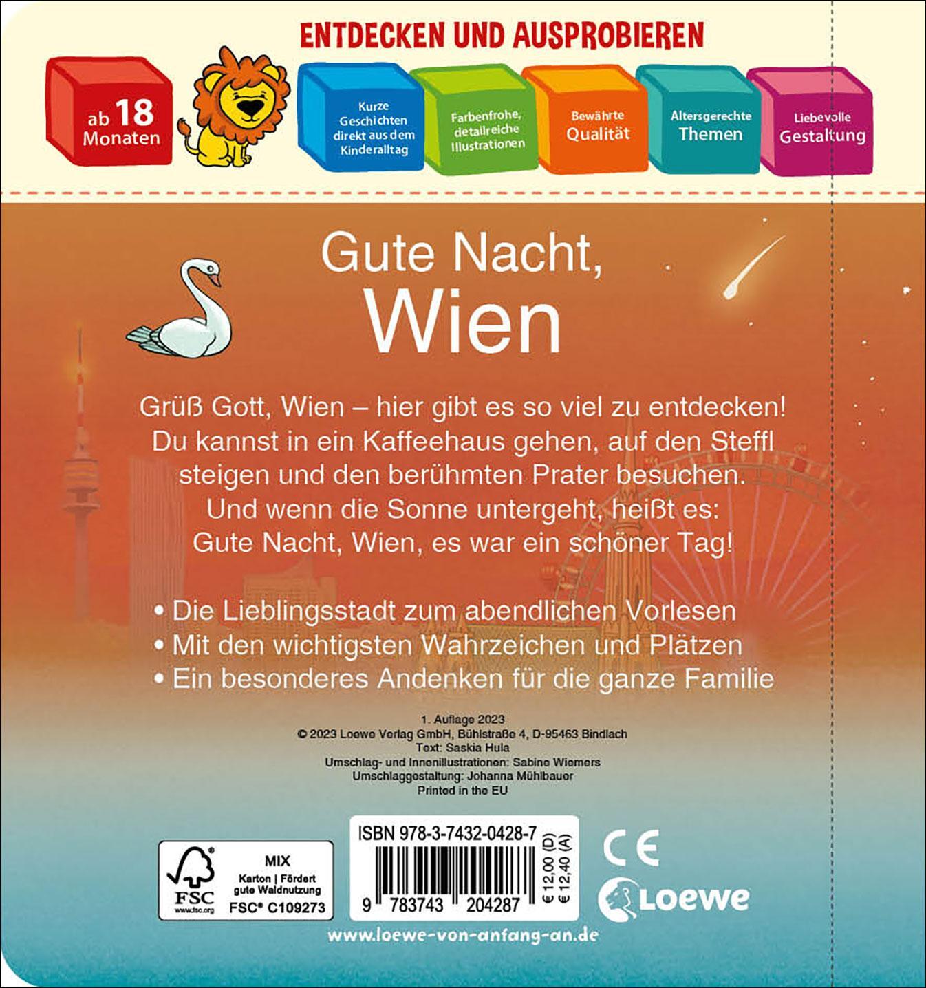 Rückseite: 9783743204287 | Gute Nacht, Wien | Saskia Hula | Buch | 22 S. | Deutsch | 2023 | Loewe