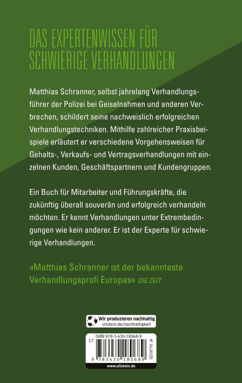 Rückseite: 9783430180689 | Verhandeln im Grenzbereich | Matthias Schranner | Taschenbuch | 256 S.