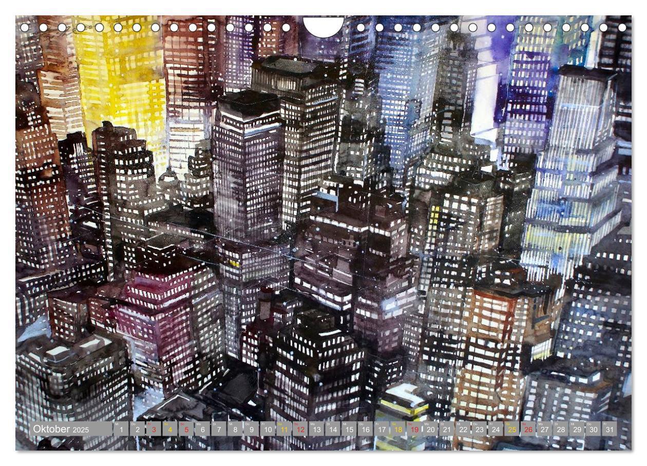 Bild: 9783435660636 | New York Watercolor Citylights (Wandkalender 2025 DIN A4 quer),...