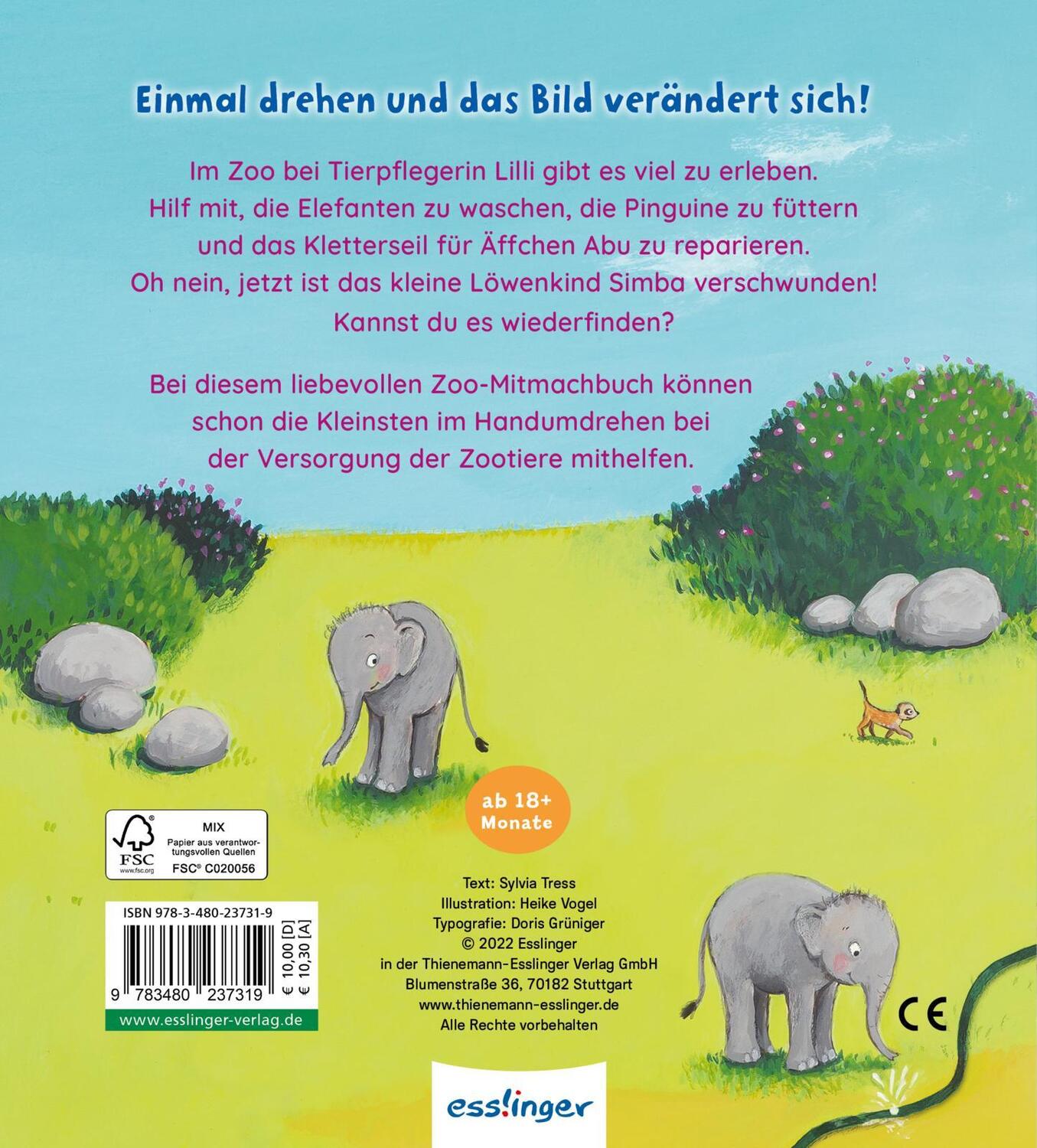 Rückseite: 9783480237319 | Dreh hin - Dreh her: Hilf mit im Zoo! | Sylvia Tress | Buch | 10 S.