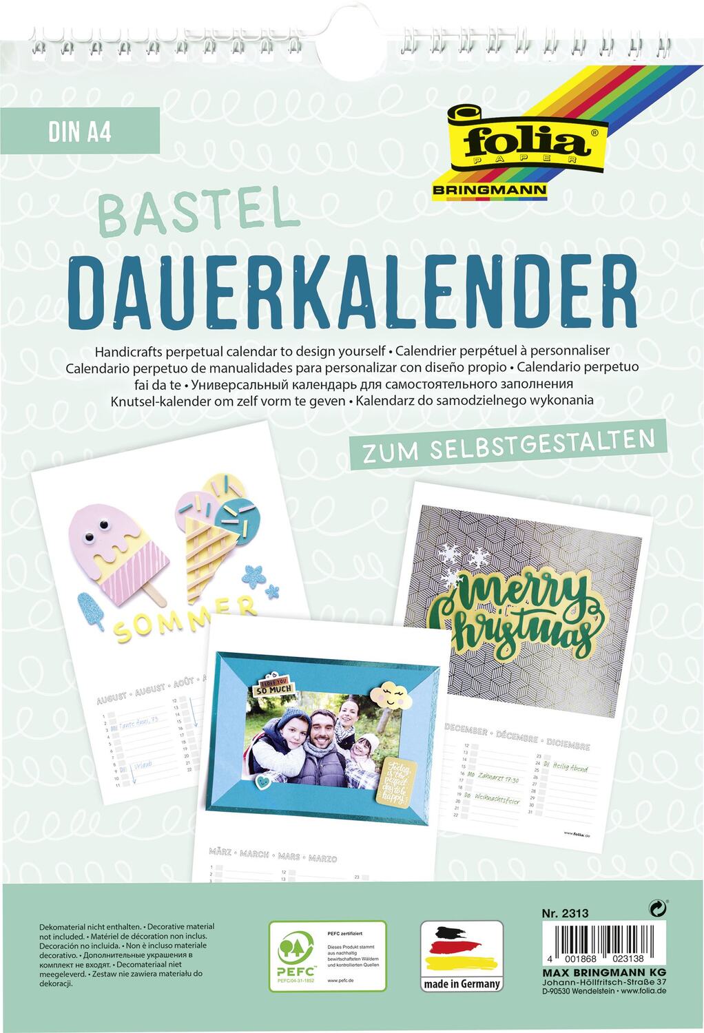 Cover: 4001868023138 | Folia Dauerkalender mit Spiralbindung 130g/m², DIN A4, Papier weiß,...