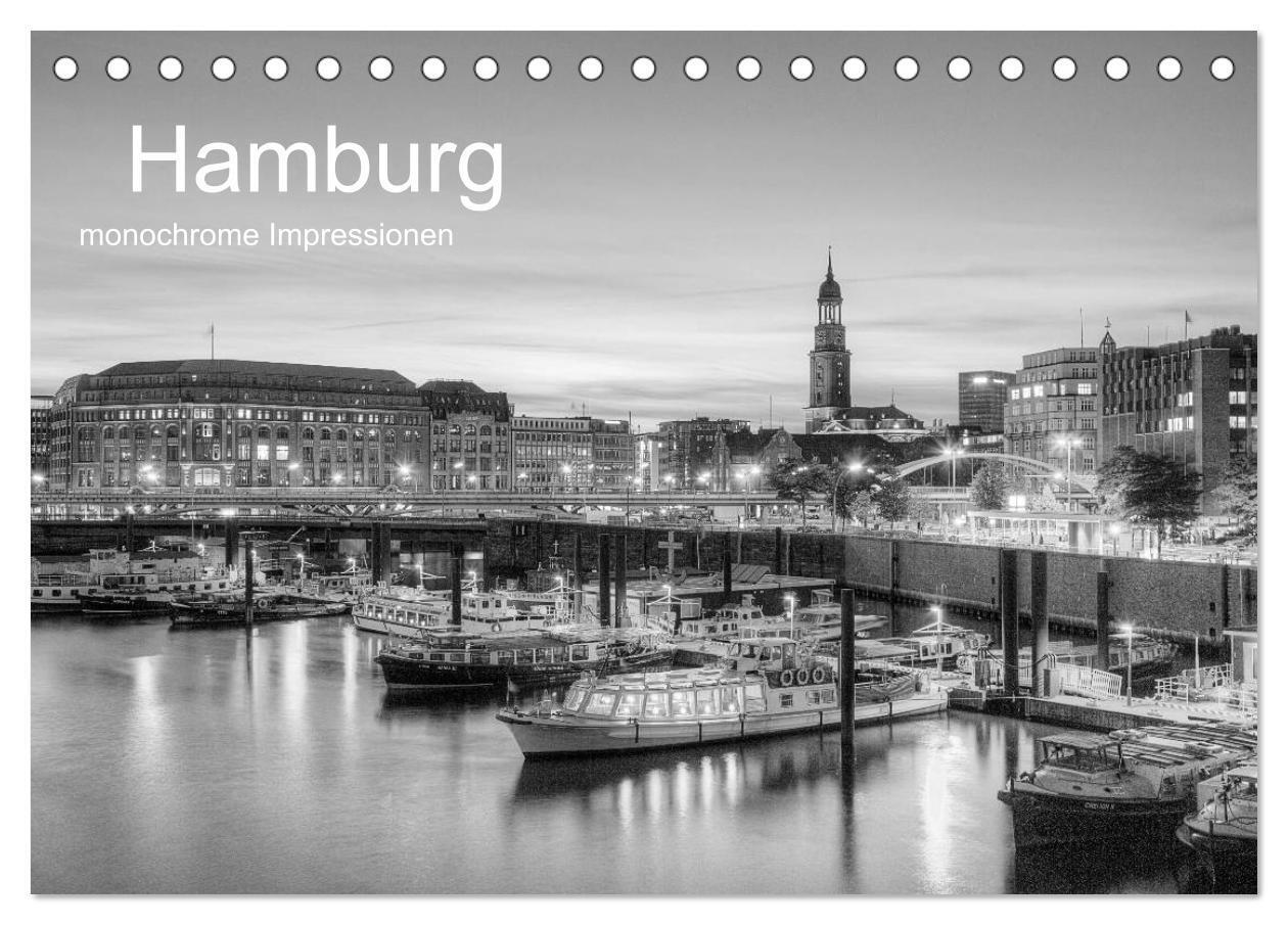 Cover: 9783435718207 | Hamburg monochrome Impressionen (Tischkalender 2025 DIN A5 quer),...