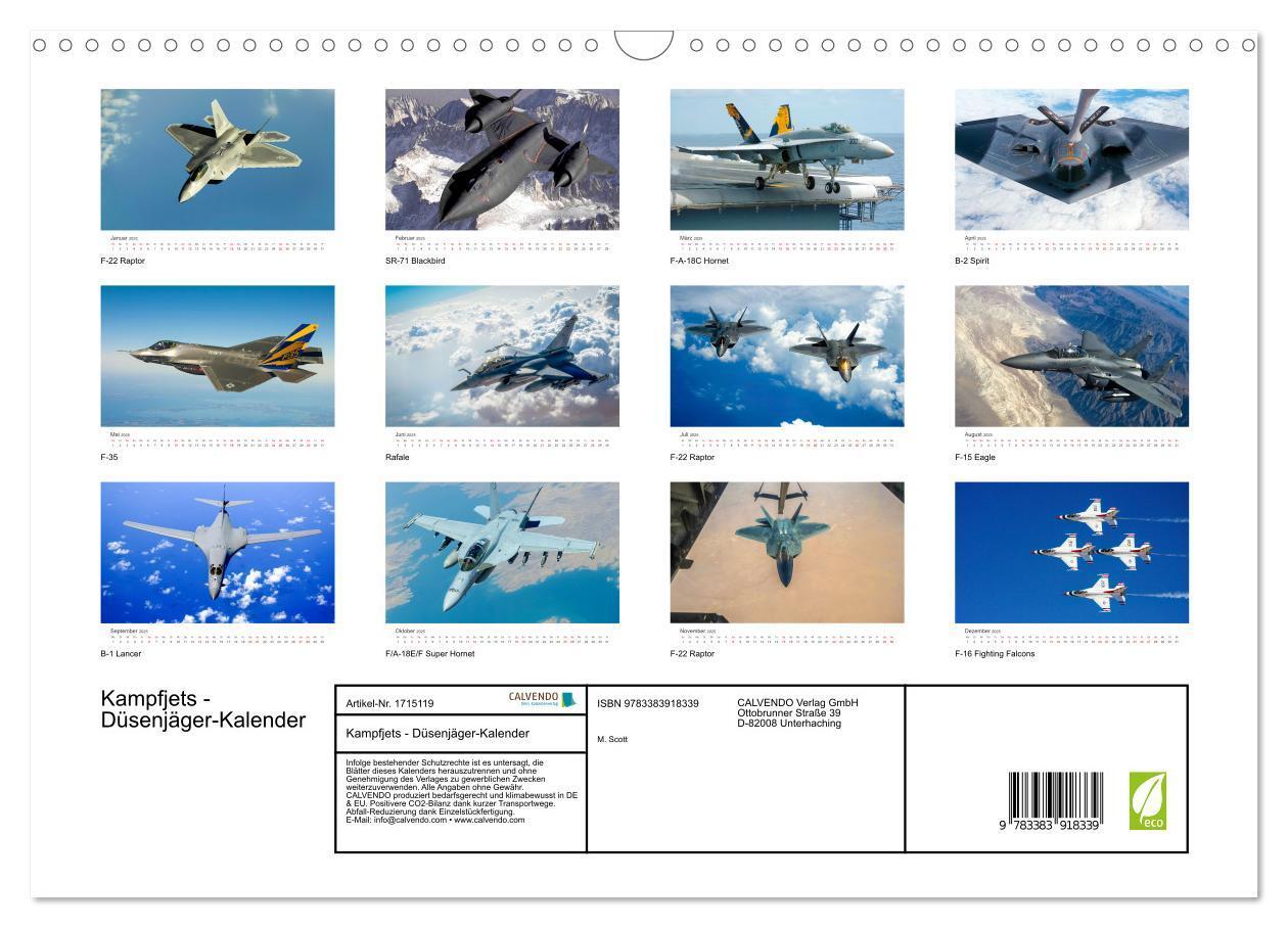 Bild: 9783383918339 | Kampfjets - Düsenjäger-Kalender (Wandkalender 2025 DIN A3 quer),...