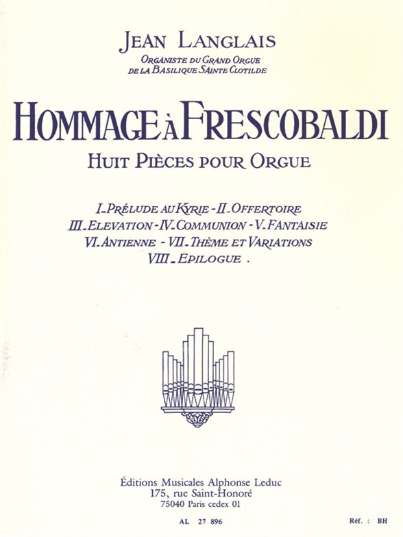 Cover: 9790046278969 | Hommage à Frescobaldi pour orgue | Jean Langlais | Partitur