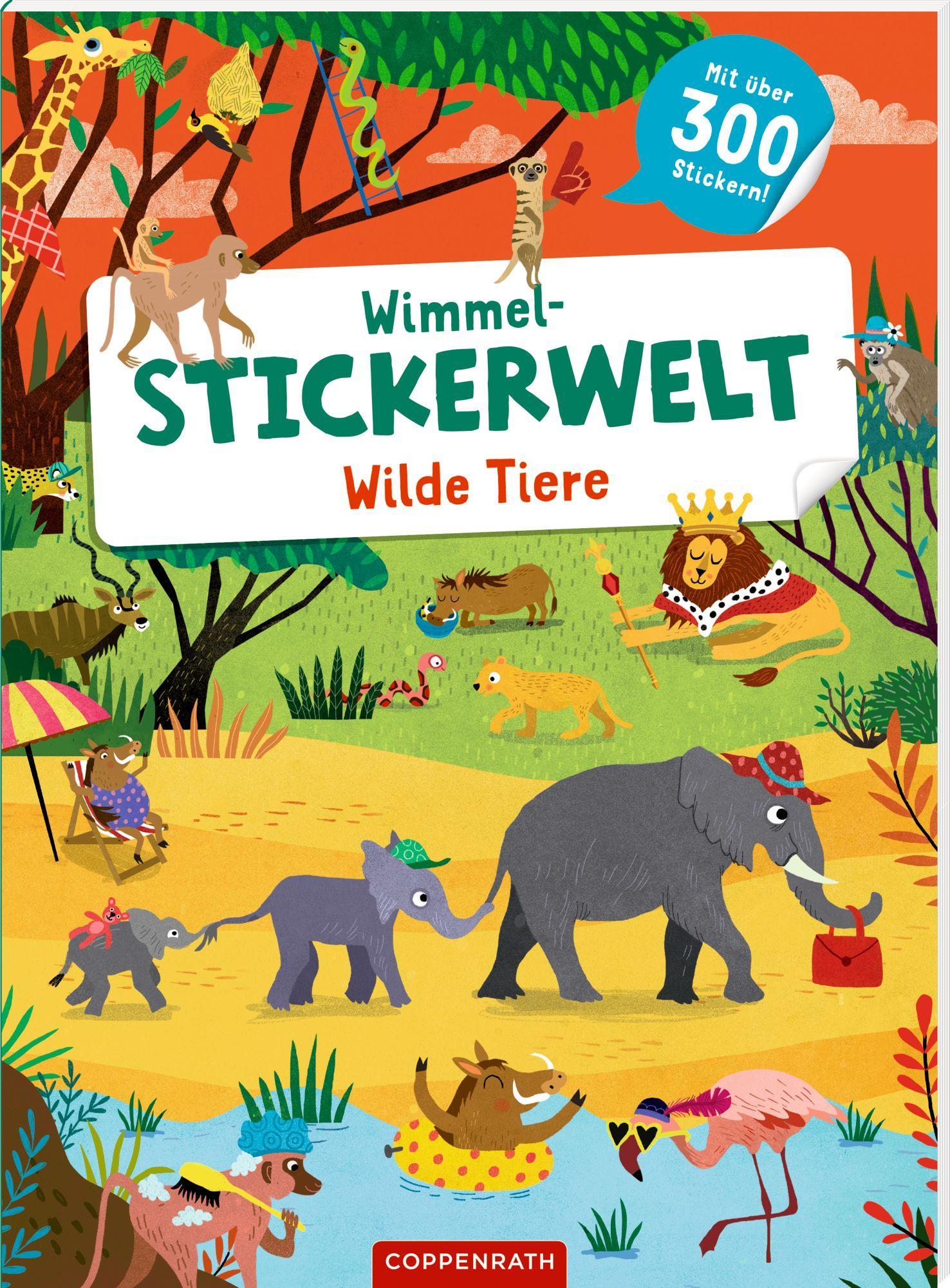 Cover: 9783649672135 | Wimmel-Stickerwelt - Wilde Tiere | Mit über 300 Stickern | Johnson