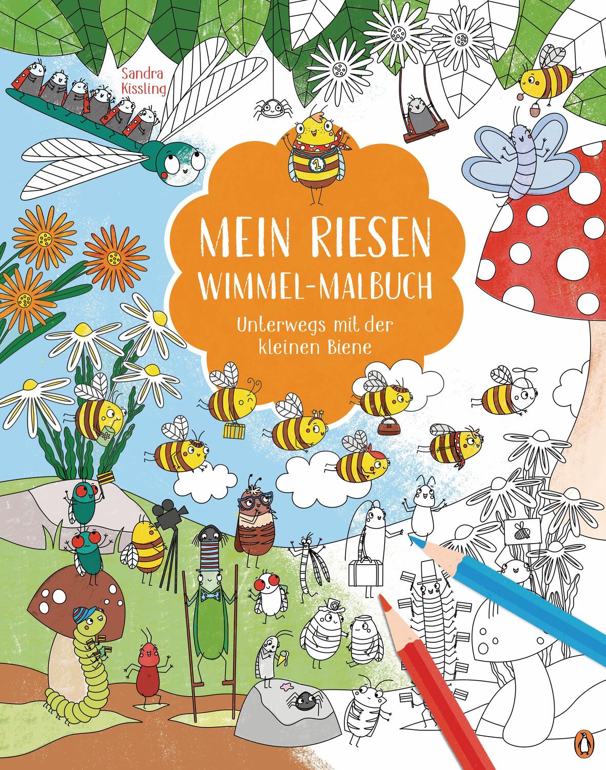 Cover: 9783328301264 | Mein Riesen-Wimmel-Malbuch - Unterwegs mit der kleinen Biene | Buch