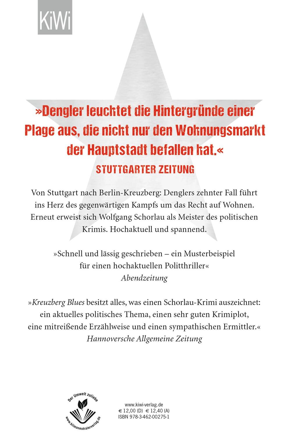 Rückseite: 9783462002751 | Kreuzberg Blues | Denglers zehnter Fall | Wolfgang Schorlau | Buch