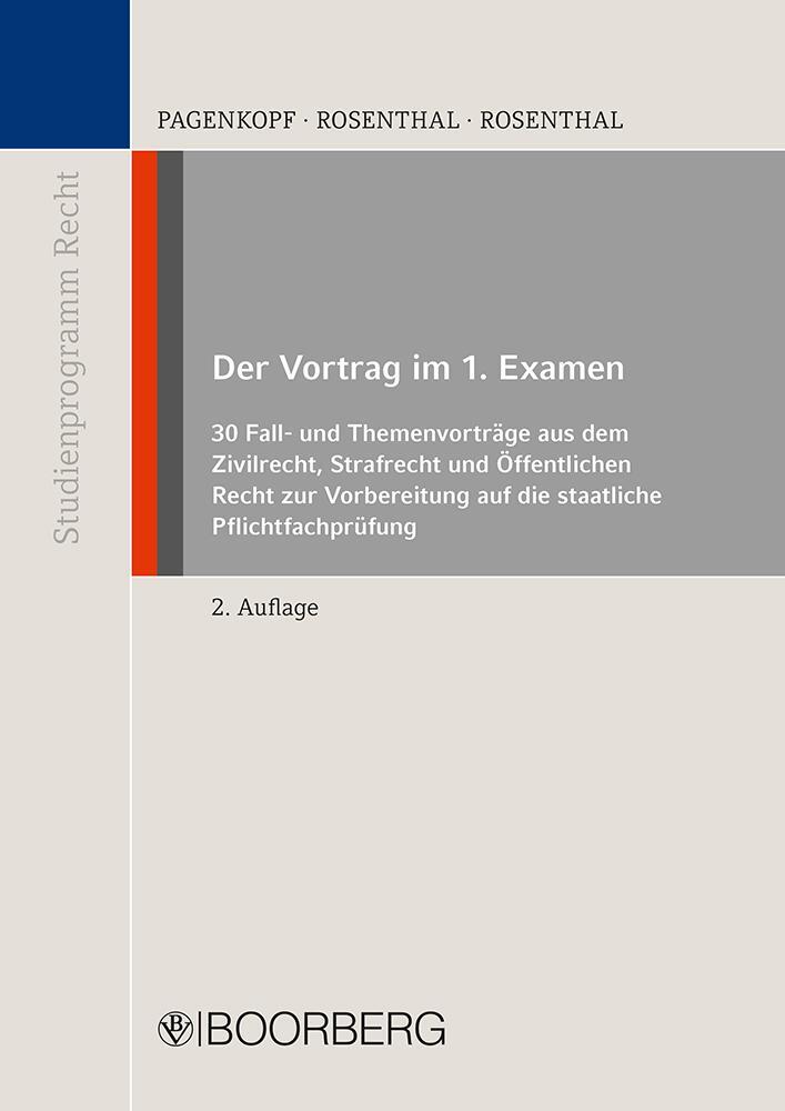 Cover: 9783415069909 | Der Vortrag im 1. Examen | Martin Pagenkopf (u. a.) | Taschenbuch