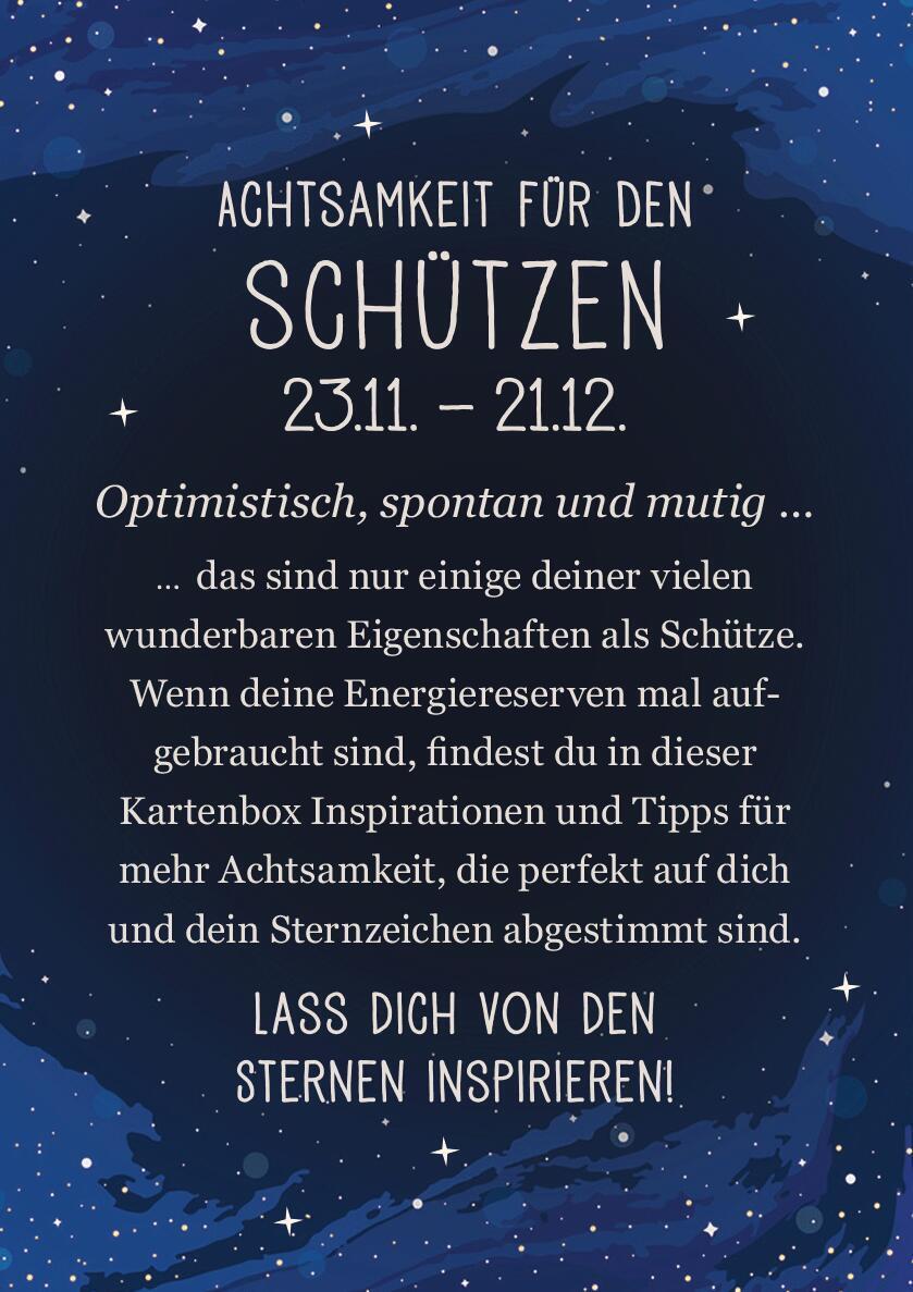 Rückseite: 9783845849737 | Achtsamkeit für den Schützen | 50 Astro-Kärtchen | Taschenbuch | 51 S.