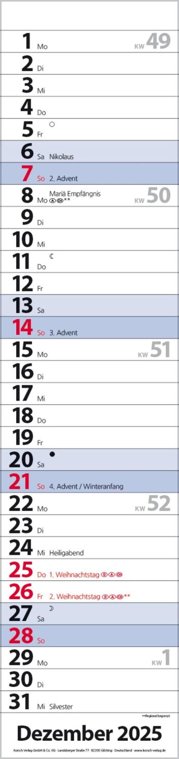 Bild: 9783731879619 | Streifenplaner Compact Blau 2025 | Verlag Korsch | Kalender | 13 S.