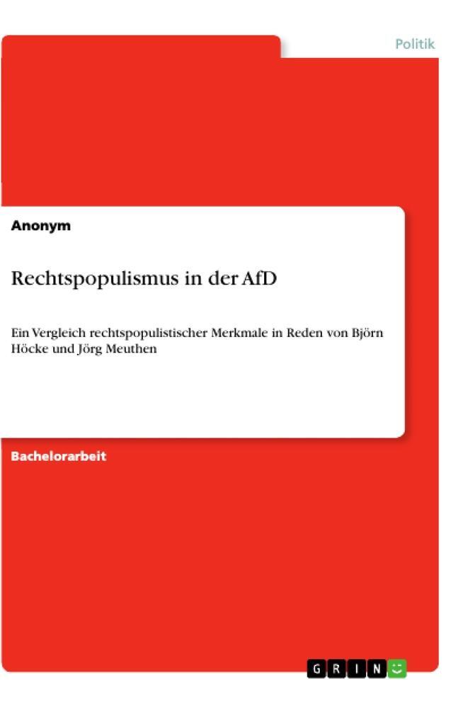 Cover: 9783346257086 | Rechtspopulismus in der AfD | Anonymous | Taschenbuch | Paperback