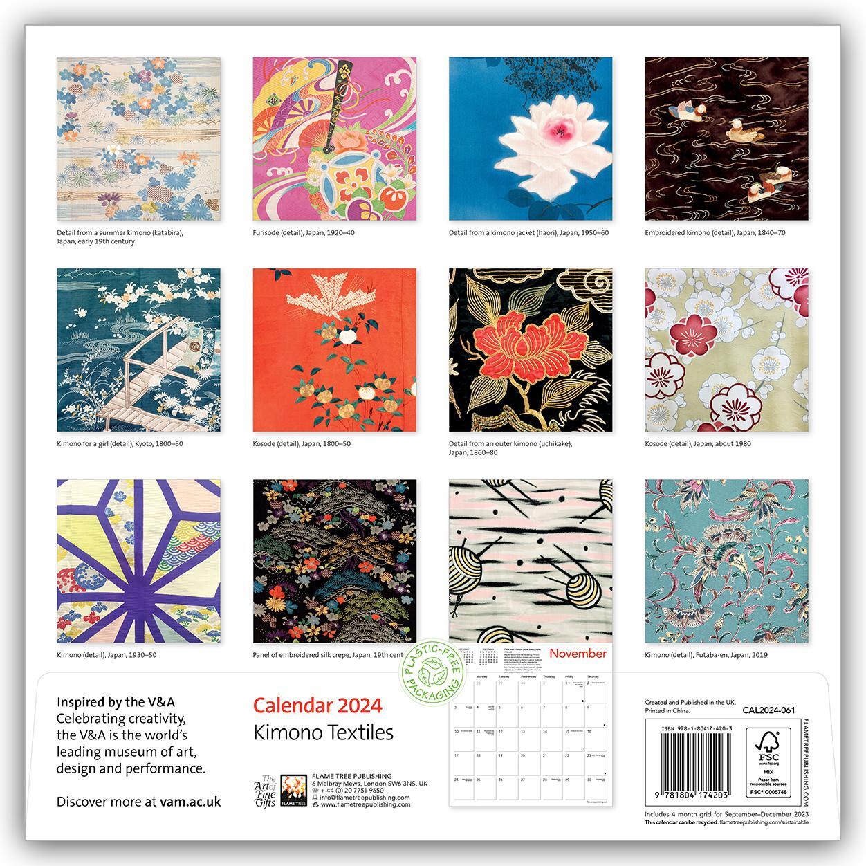 Rückseite: 9781804174203 | V&amp;a: Kimono Textiles Wall Calendar 2024 (Art Calendar) | Kalender