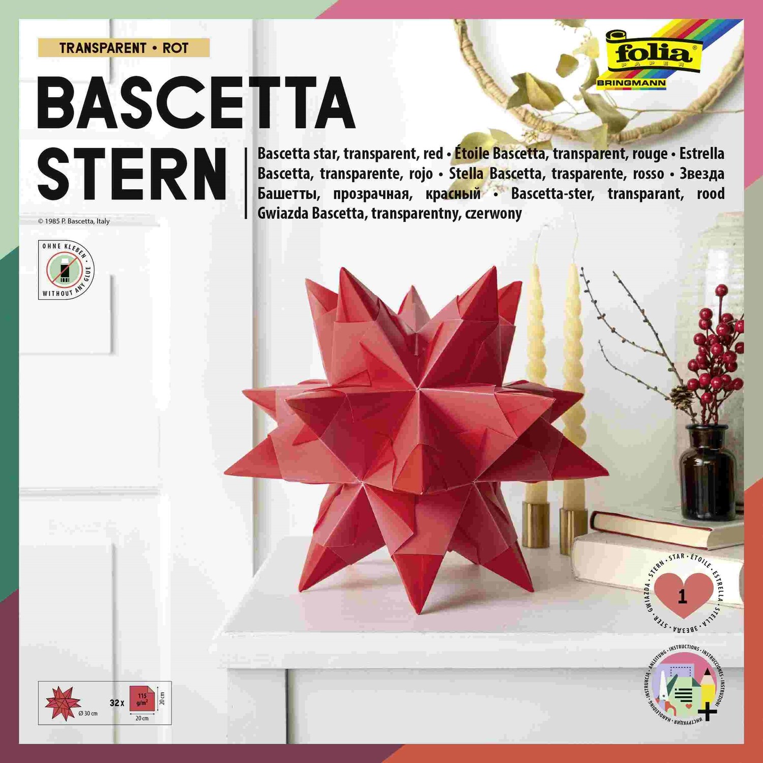 Cover: 4001868033328 | Folia Bascetta-Stern Set, TRANSPARENTPAPIER 115g/m², 20x20cm, 32...