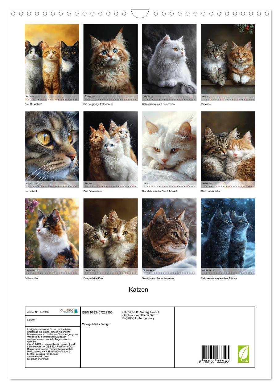 Bild: 9783457222195 | Katzen (Wandkalender 2025 DIN A3 hoch), CALVENDO Monatskalender | 2025