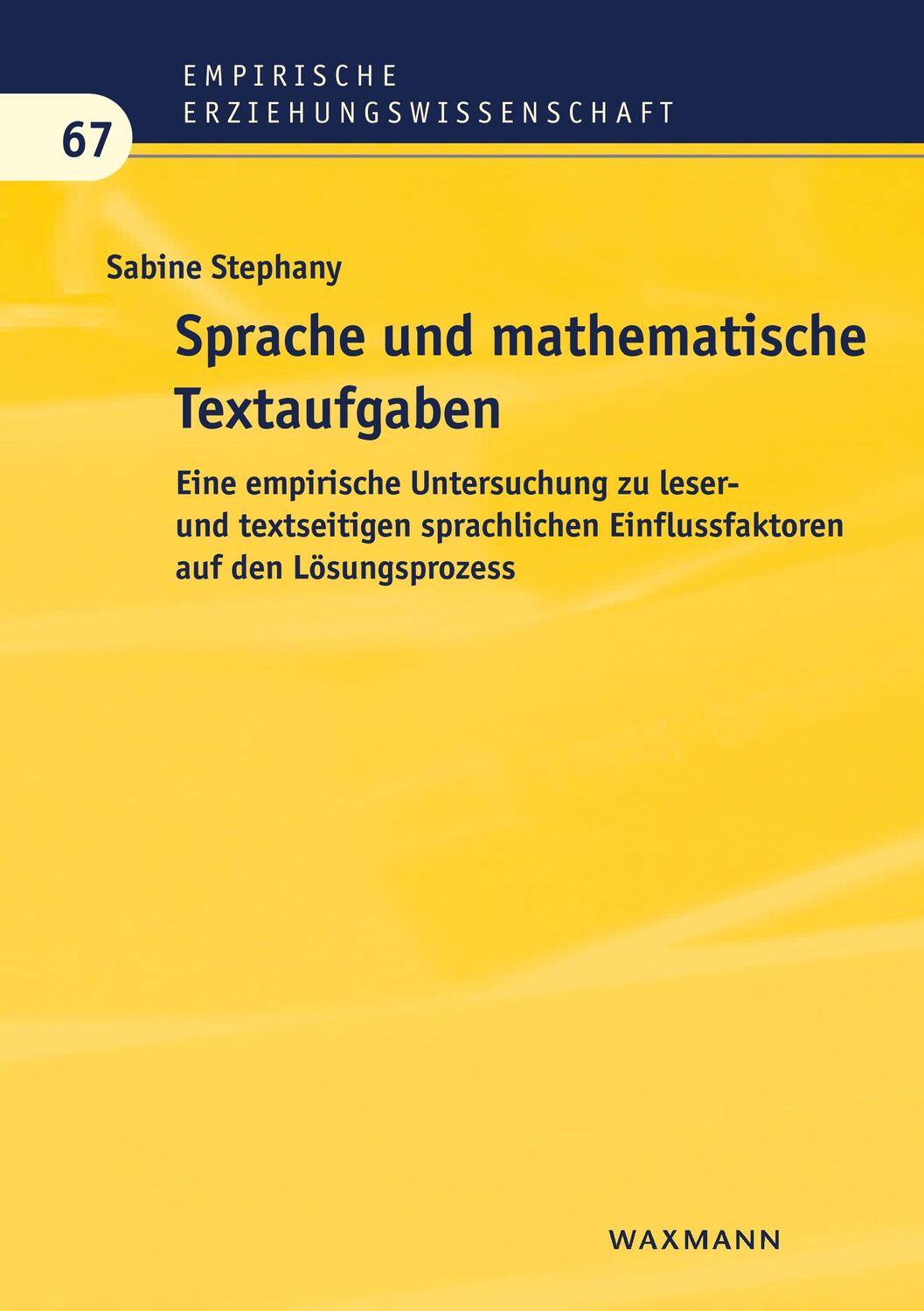 Cover: 9783830937623 | Sprache und mathematische Textaufgaben | Sabine Stephany | Taschenbuch