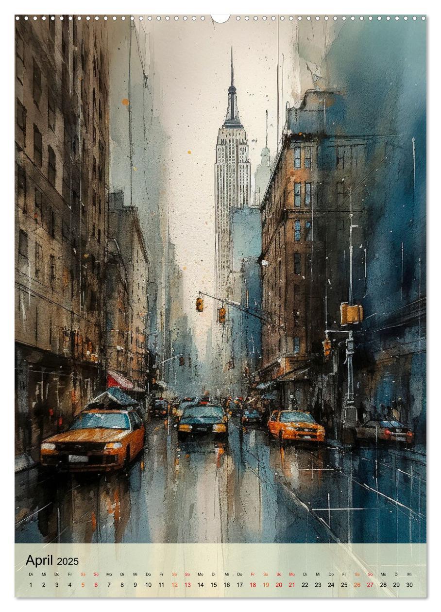 Bild: 9783435876709 | New York - ein Regentag (Wandkalender 2025 DIN A2 hoch), CALVENDO...