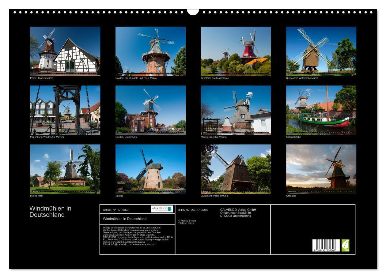 Bild: 9783435737307 | Windmühlen in Deutschland (Wandkalender 2025 DIN A2 quer), CALVENDO...