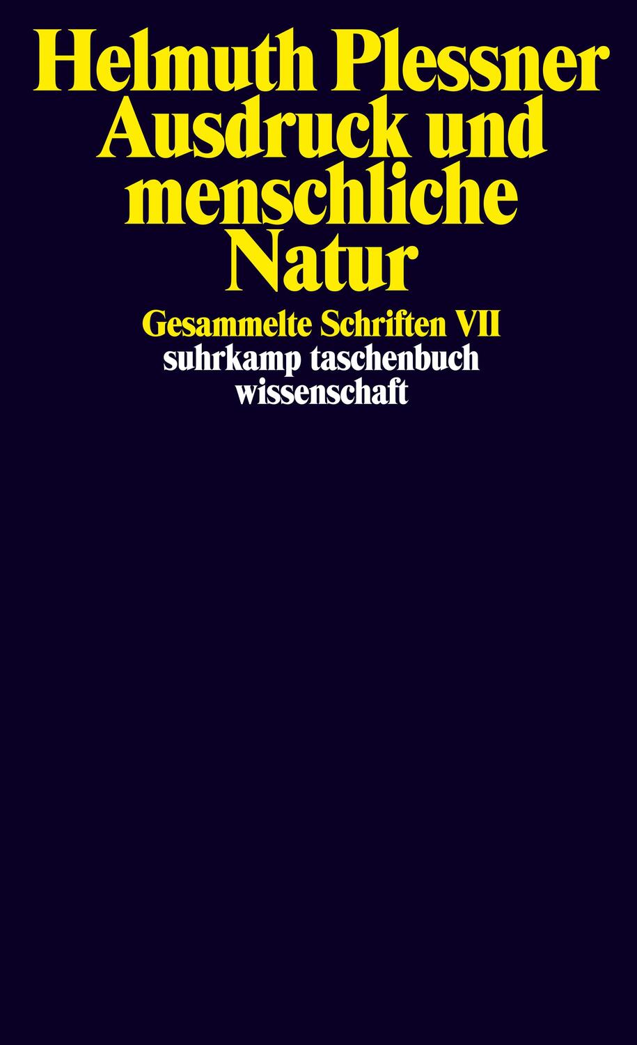 Cover: 9783518292303 | Ausdruck und menschliche Natur | Helmuth Plessner | Taschenbuch | 2003
