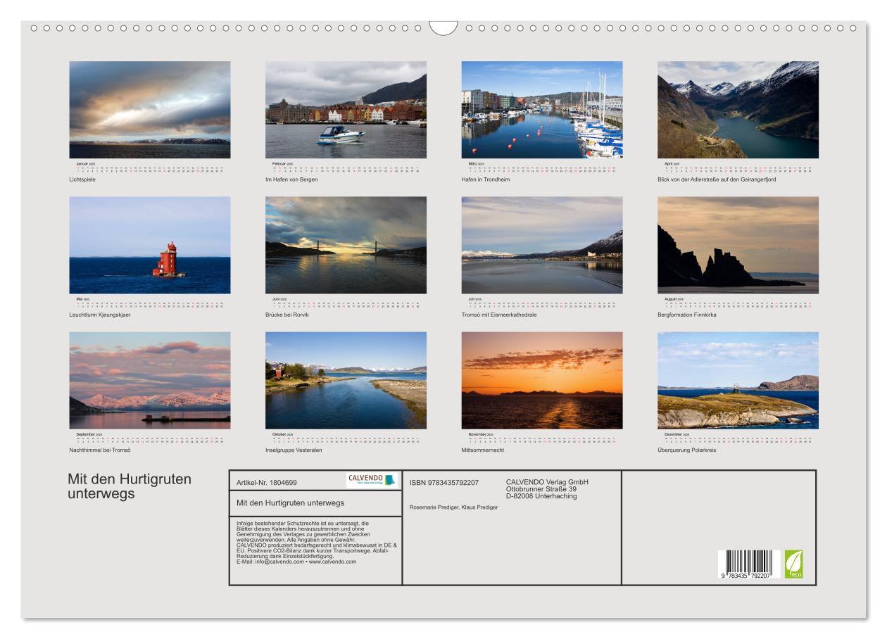 Bild: 9783435792207 | Mit den Hurtigruten unterwegs (Wandkalender 2025 DIN A2 quer),...