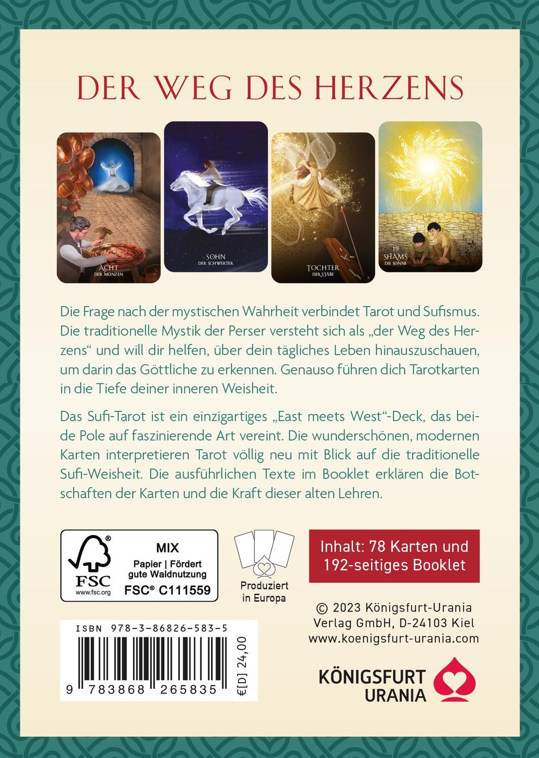 Rückseite: 9783868265835 | Sufi-Tarot - Der Weg des Herzens: 78 Tarotkarten mit Anleitung | Buch