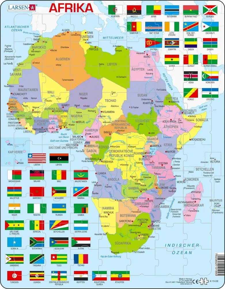 Cover: 7023852101995 | Puzzle - Afrika (politisch) | Puzzle | Larsen | EAN 7023852101995