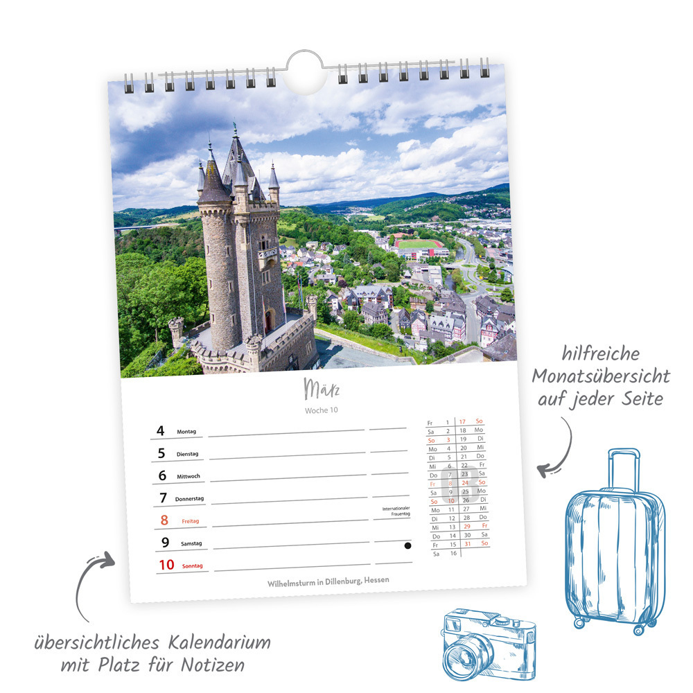Bild: 9783988020468 | Trötsch Wochenkalender zum Hängen Deutschlandreise 2024 | Wandkalender