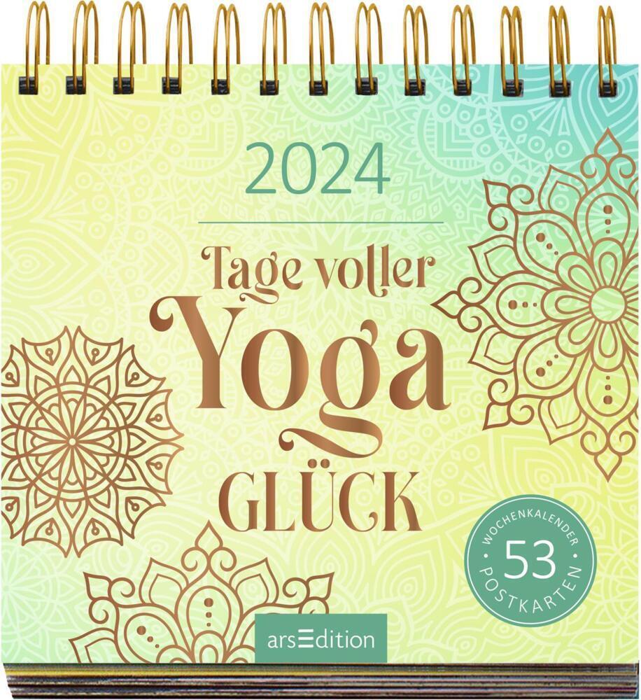 Cover: 4014489130123 | Postkartenkalender Tage voller Yogaglück 2024 | Kalender | 108 S.